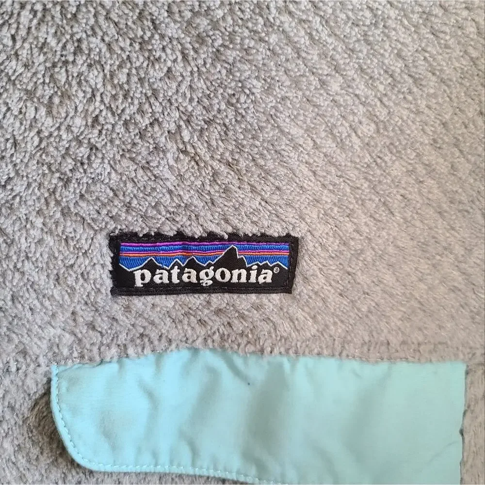 Patagonia Gray And Blue Re-Tool Snap Fleece Pullover Jacket Small